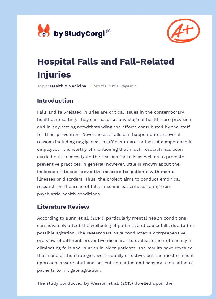 Hospital Falls and Fall-Related Injuries. Page 1