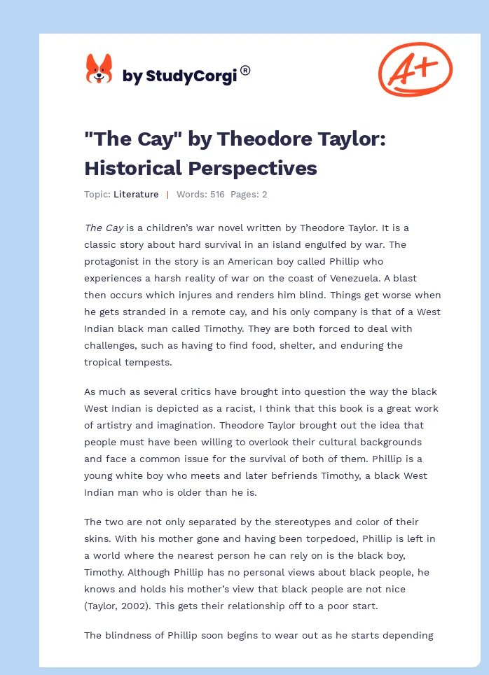 "The Cay" by Theodore Taylor: Historical Perspectives. Page 1
