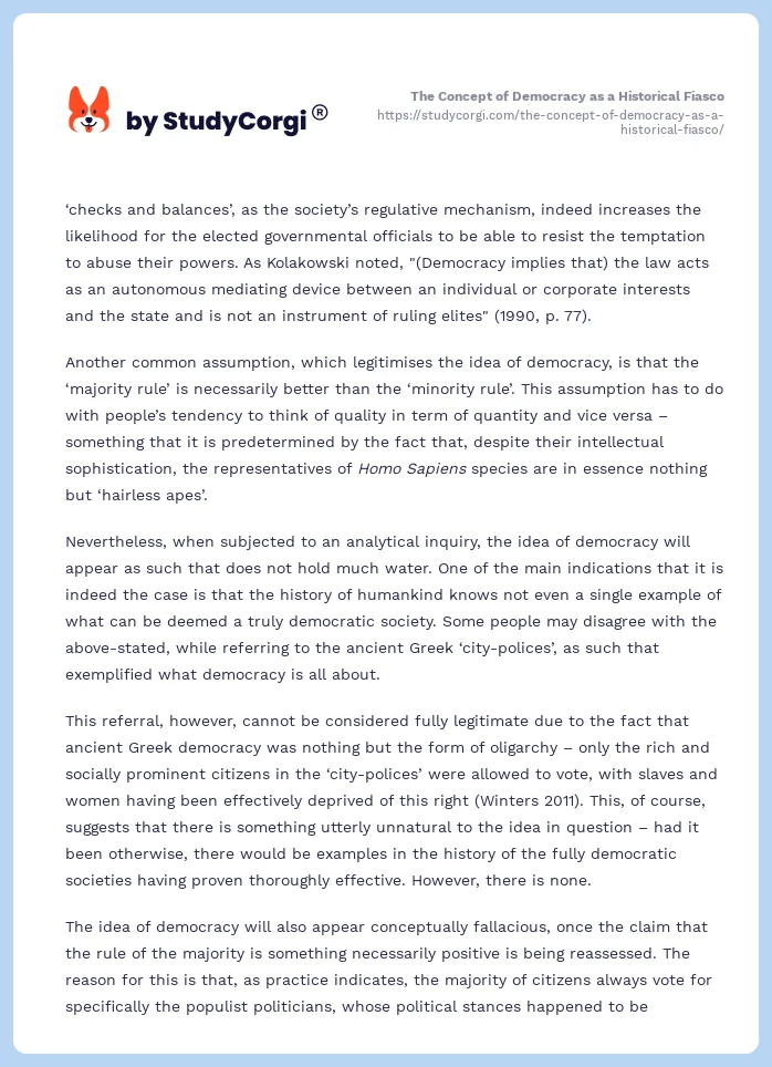 The Concept of Democracy as a Historical Fiasco. Page 2