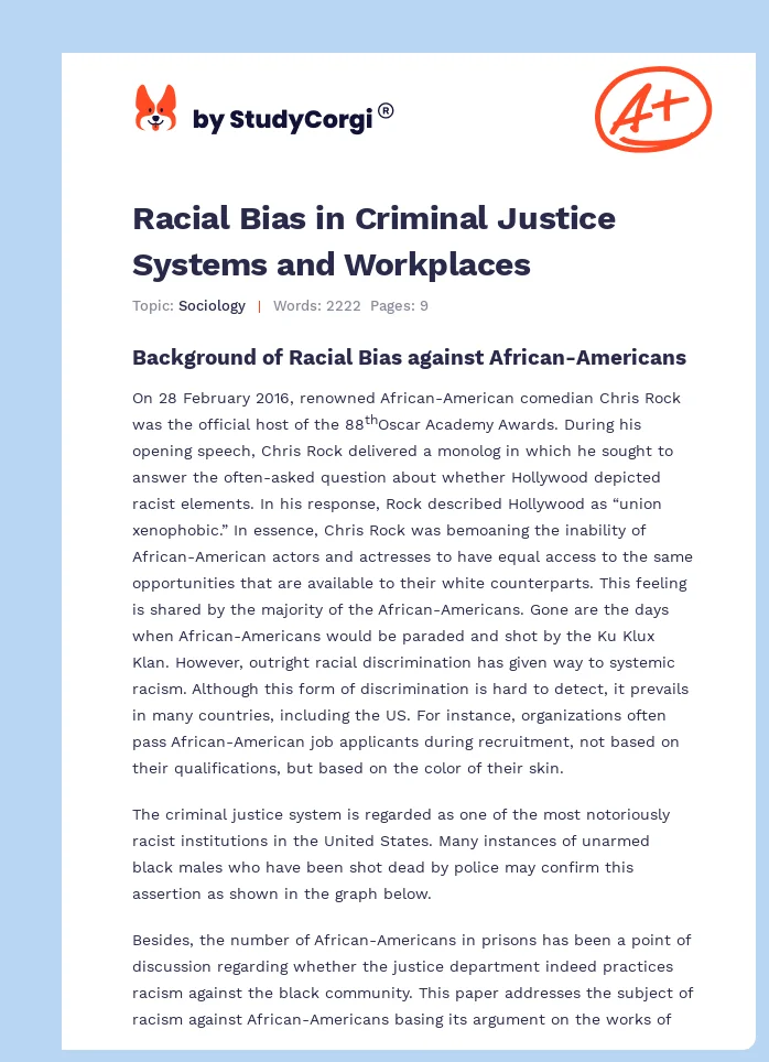 Racial Bias in Criminal Justice Systems and Workplaces. Page 1