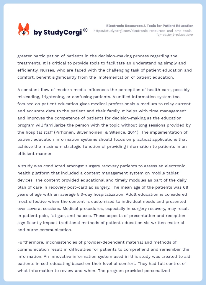 Electronic Resources & Tools for Patient Education. Page 2