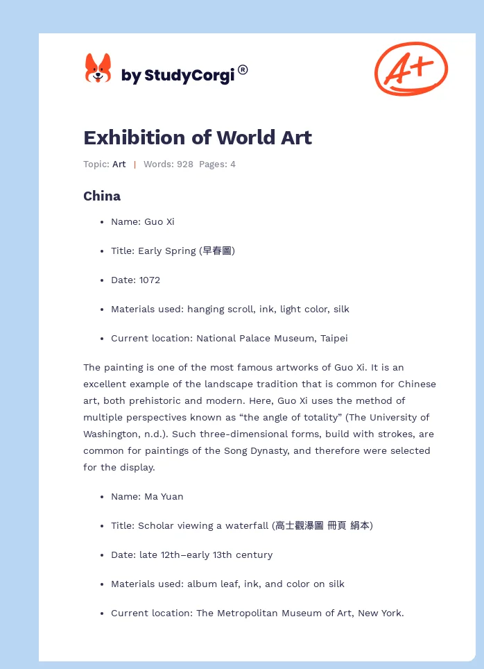 Exhibition of World Art. Page 1