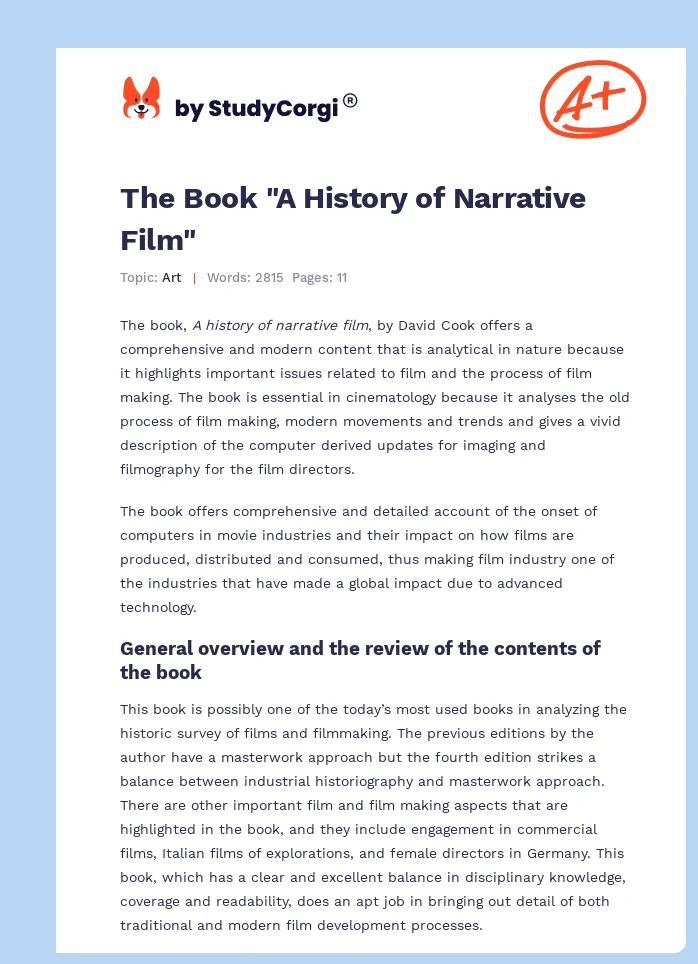 The Book "A History of Narrative Film". Page 1