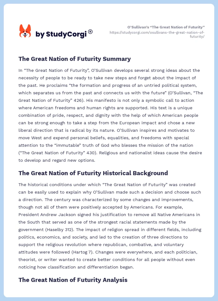 O’Sullivan’s “The Great Nation of Futurity”. Page 2