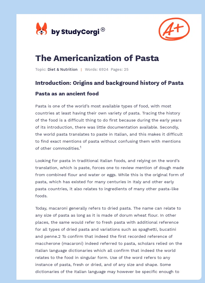 The Americanization of Pasta. Page 1