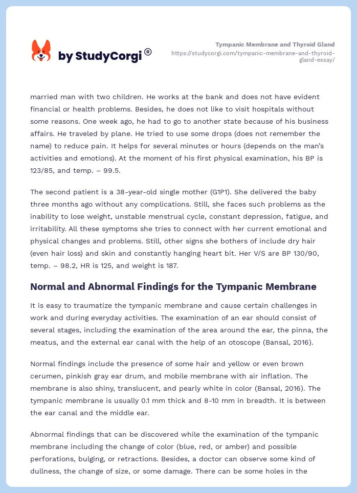 Tympanic Membrane and Thyroid Gland. Page 2