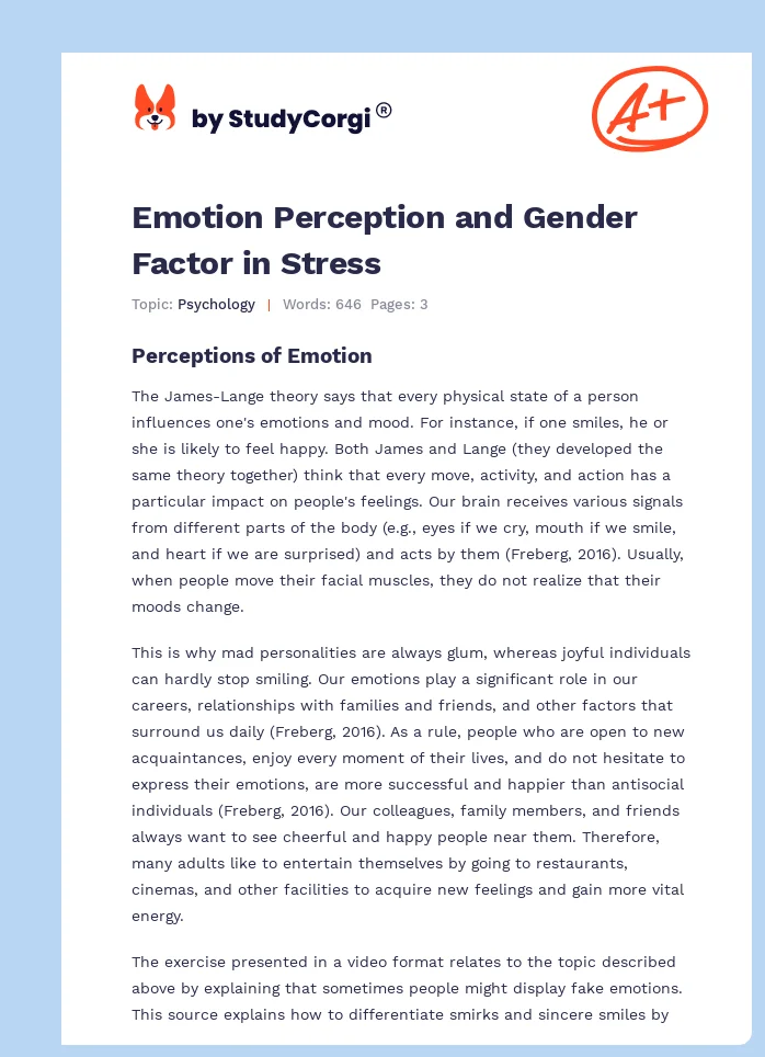 Emotion Perception and Gender Factor in Stress. Page 1