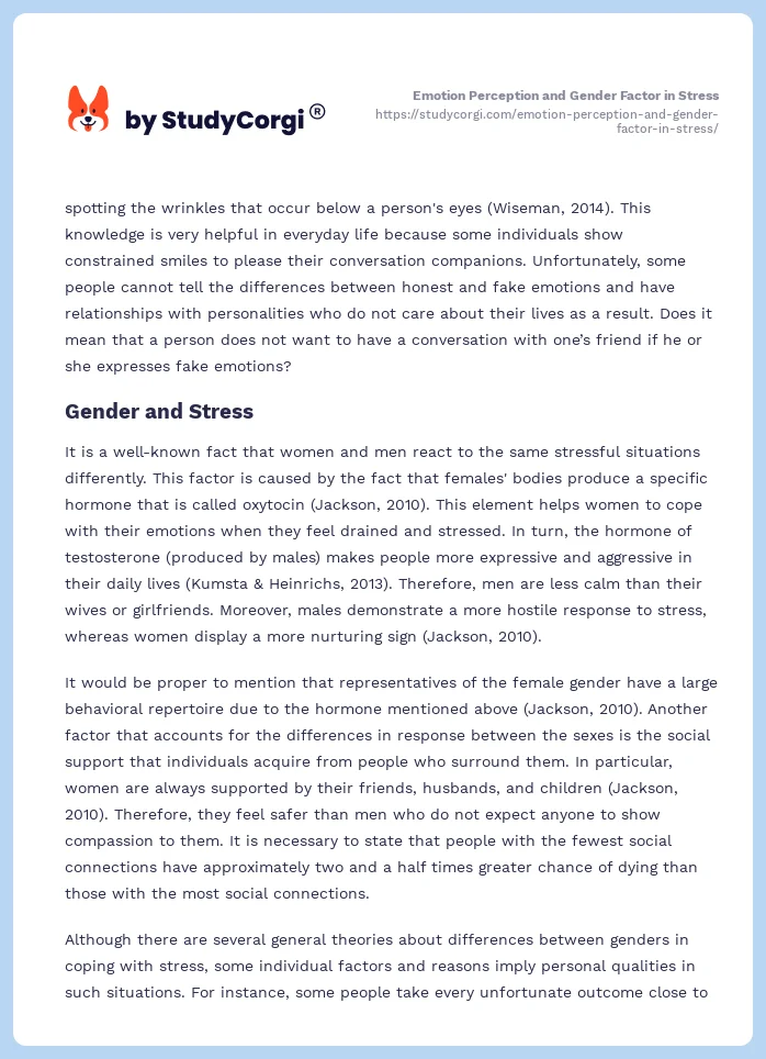 Emotion Perception and Gender Factor in Stress. Page 2