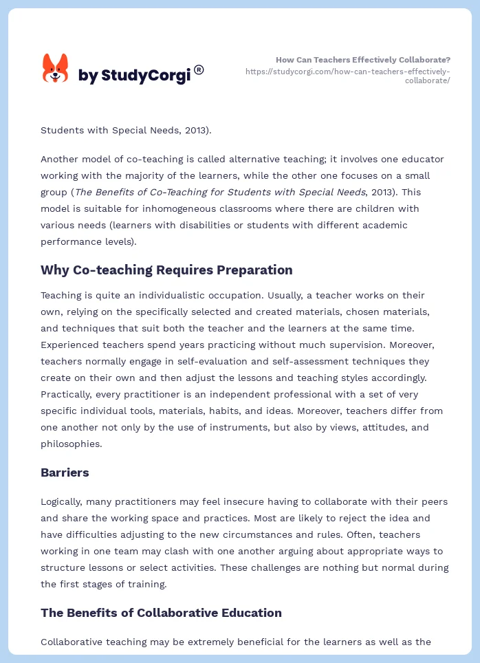 How Can Teachers Effectively Collaborate?. Page 2