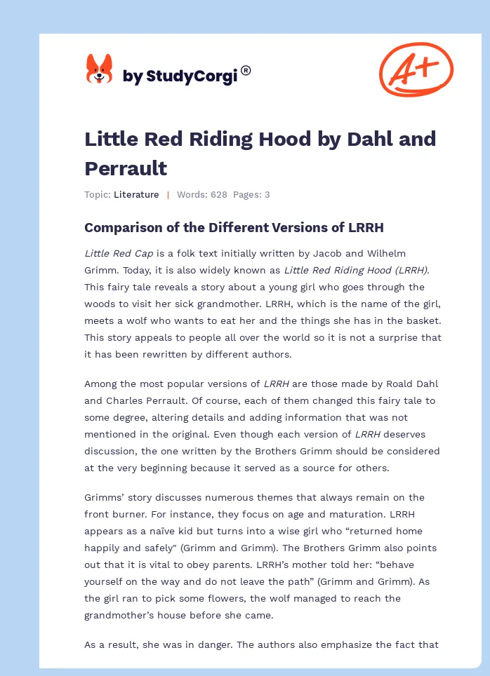 Little Red Riding Hood by Dahl and Perrault. Page 1