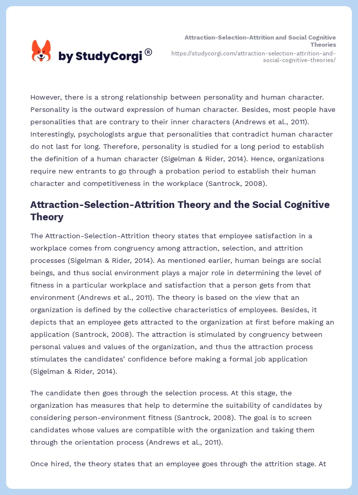 Attraction-Selection-Attrition and Social Cognitive Theories. Page 2