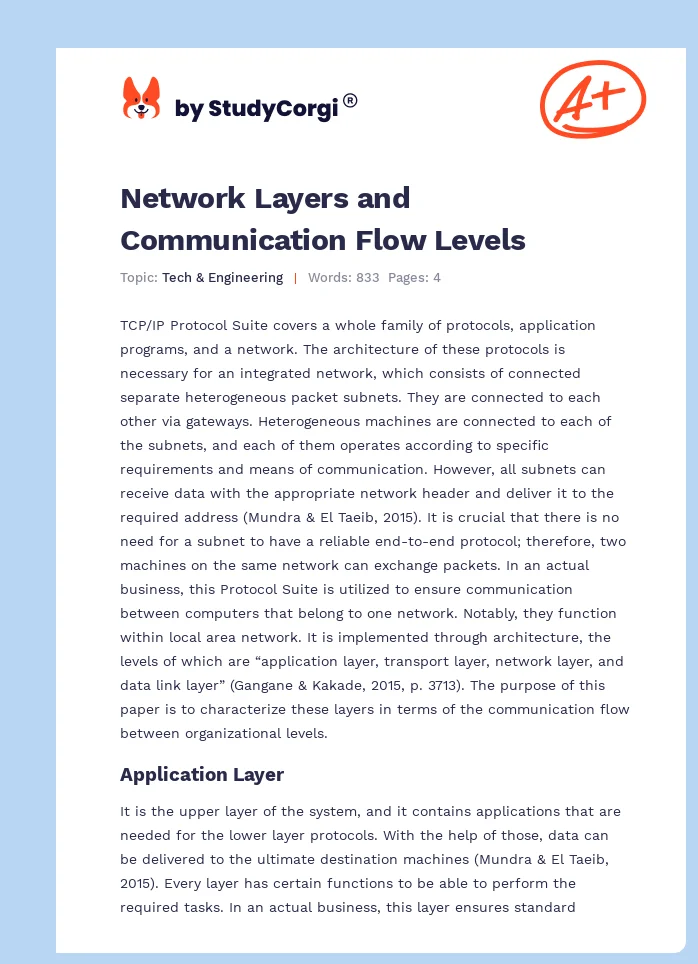 Network Layers and Communication Flow Levels. Page 1