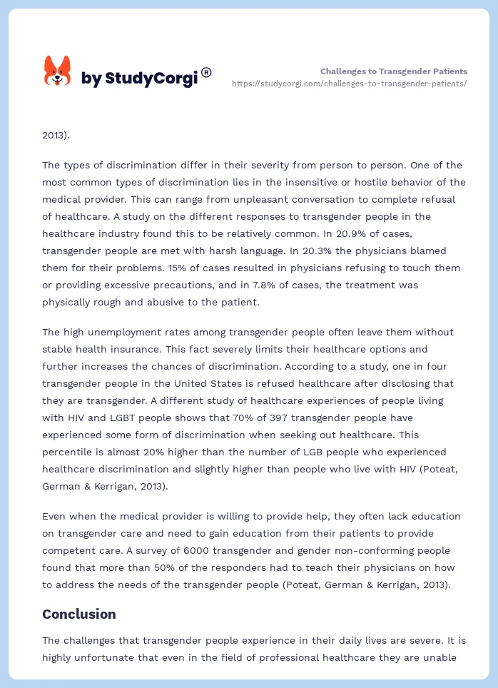 Challenges to Transgender Patients. Page 2