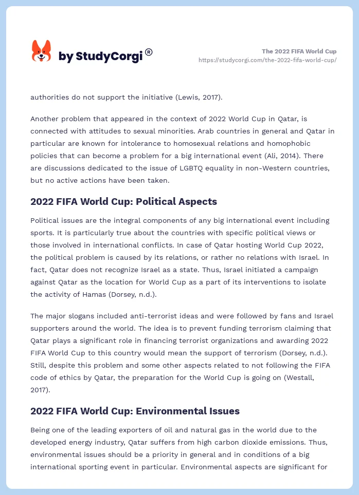 essay for fifa world cup 2022