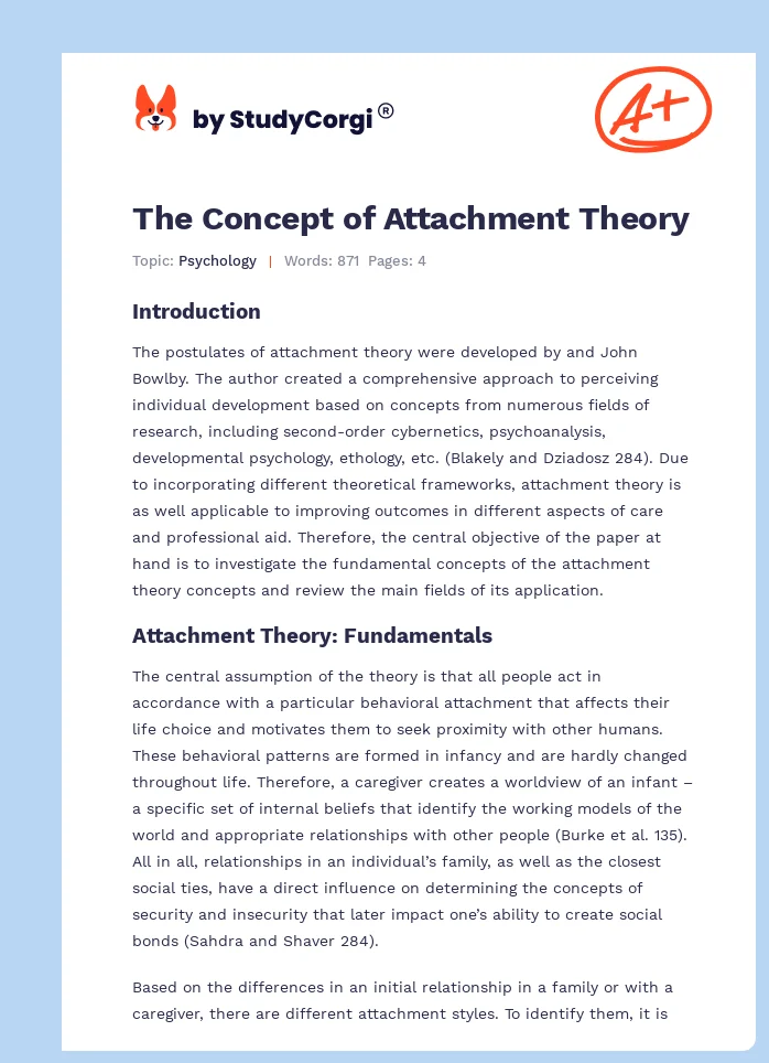 The Concept of Attachment Theory. Page 1