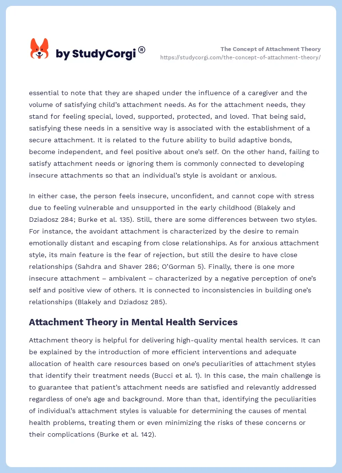 The Concept of Attachment Theory. Page 2