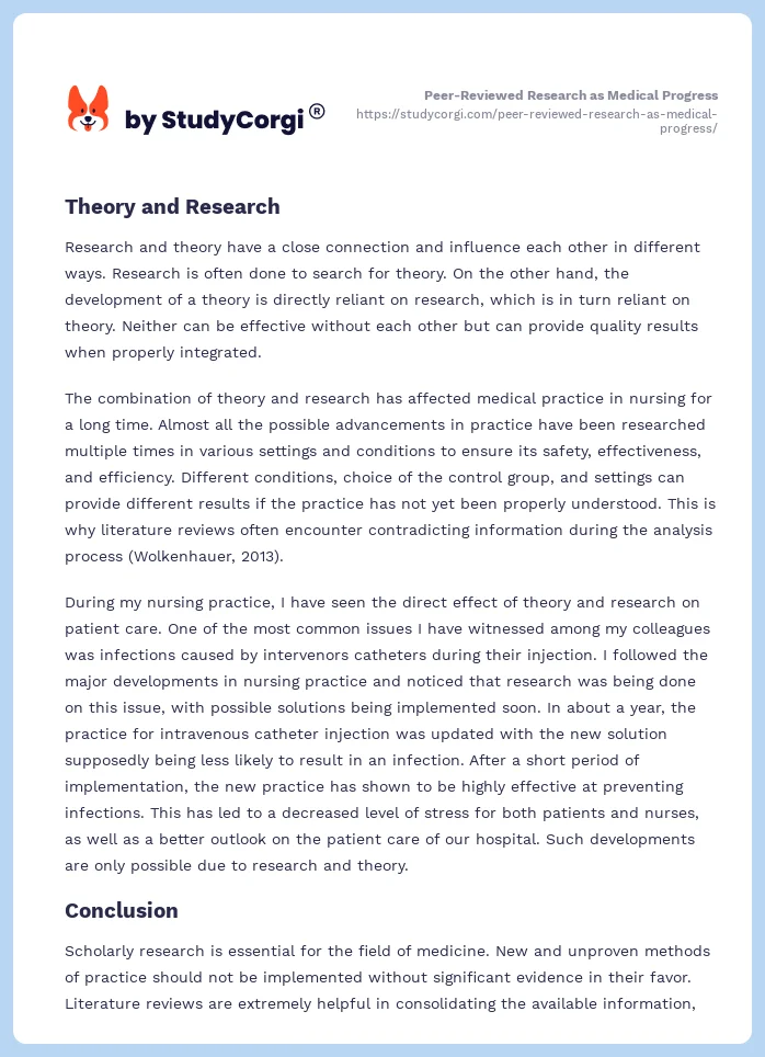 Peer-Reviewed Research as Medical Progress. Page 2