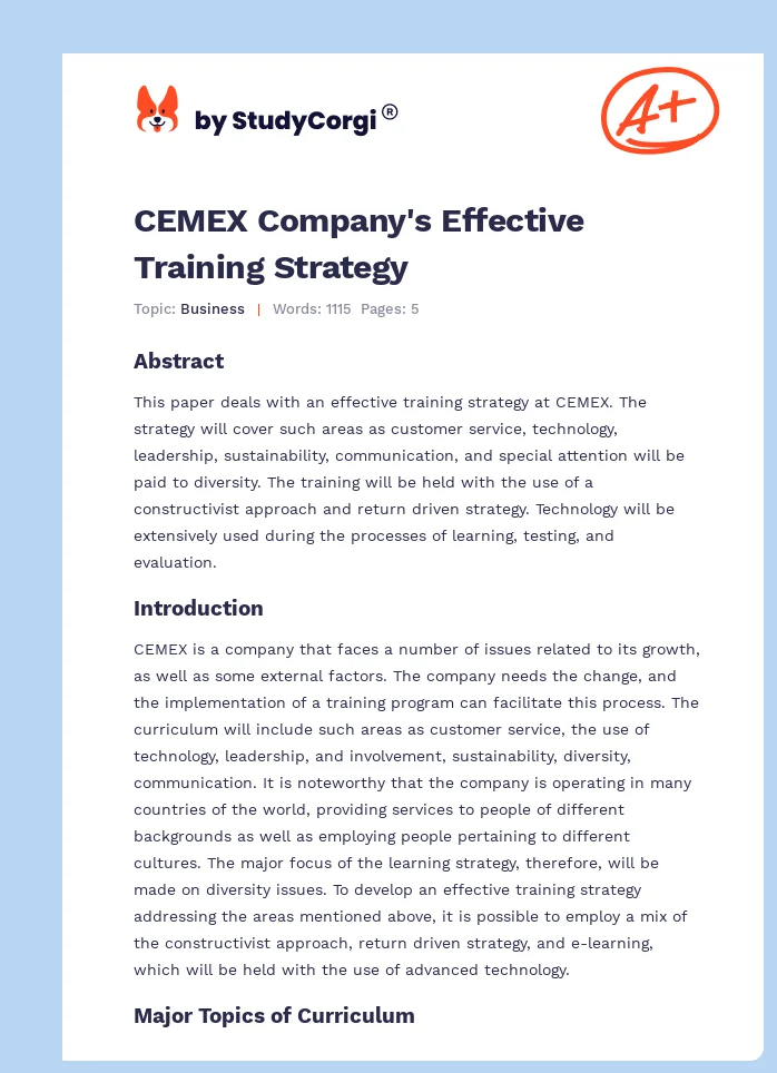 CEMEX Company's Effective Training Strategy. Page 1