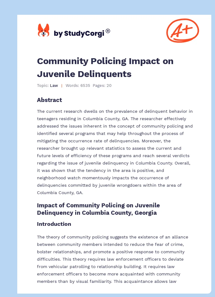Community Policing Impact on Juvenile Delinquents. Page 1
