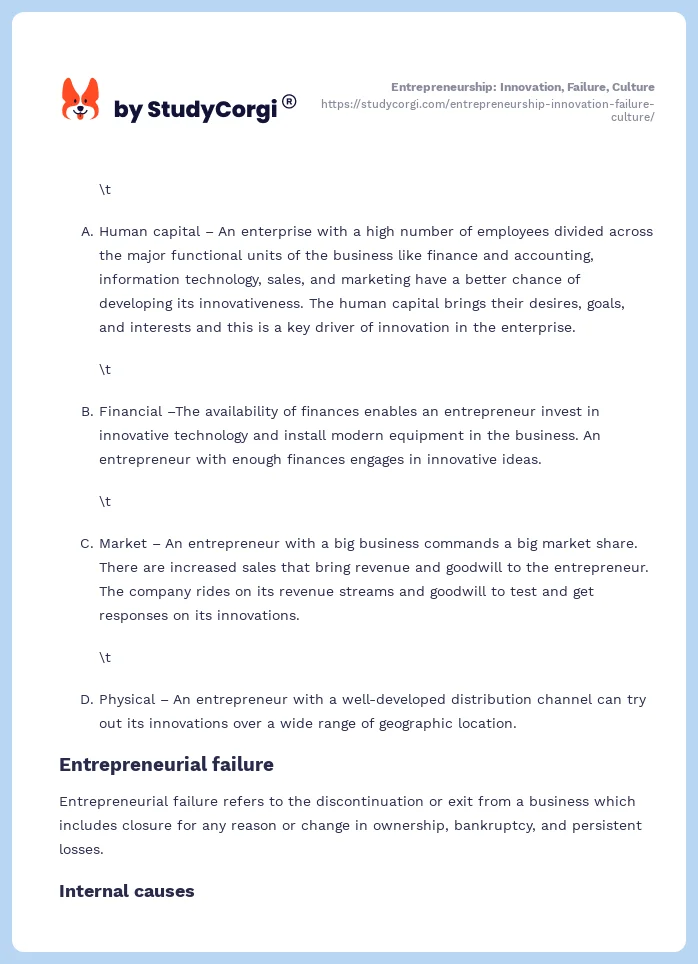 Entrepreneurship: Innovation, Failure, Culture. Page 2