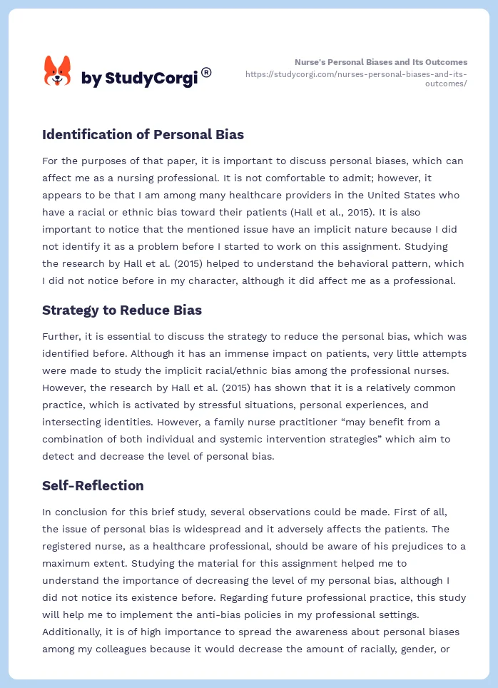 Nurse's Personal Biases and Its Outcomes. Page 2