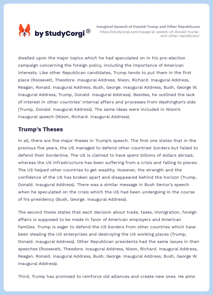 Inaugural Speech of Donald Trump and Other Republicans. Page 2