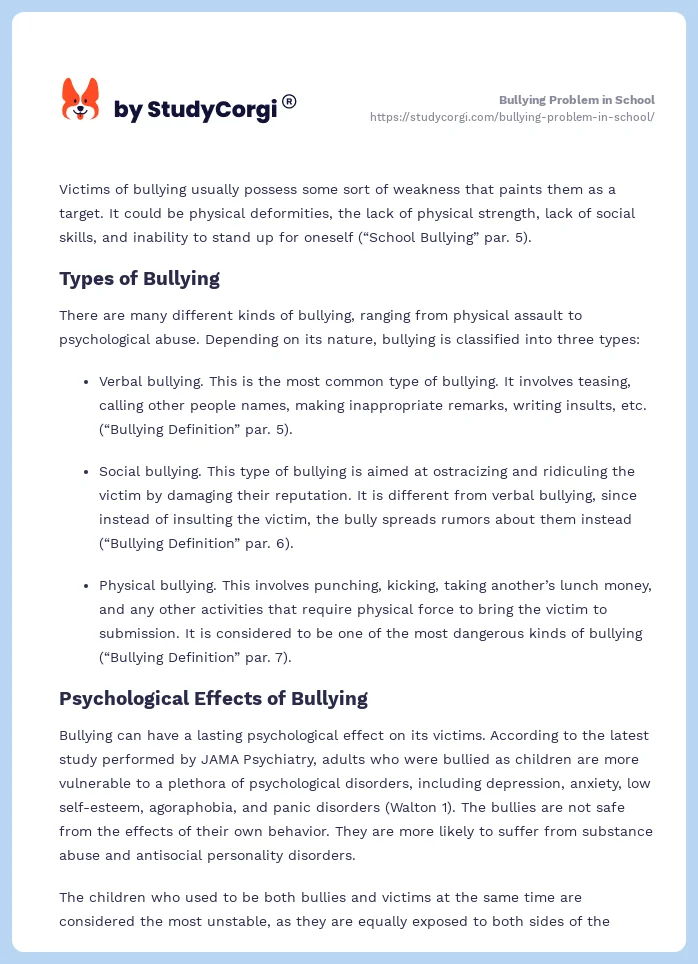 Bullying Problem in School. Page 2