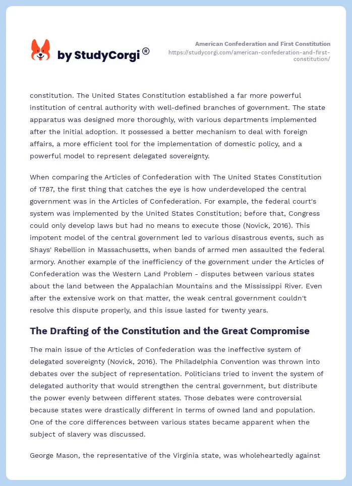 American Confederation and First Constitution. Page 2