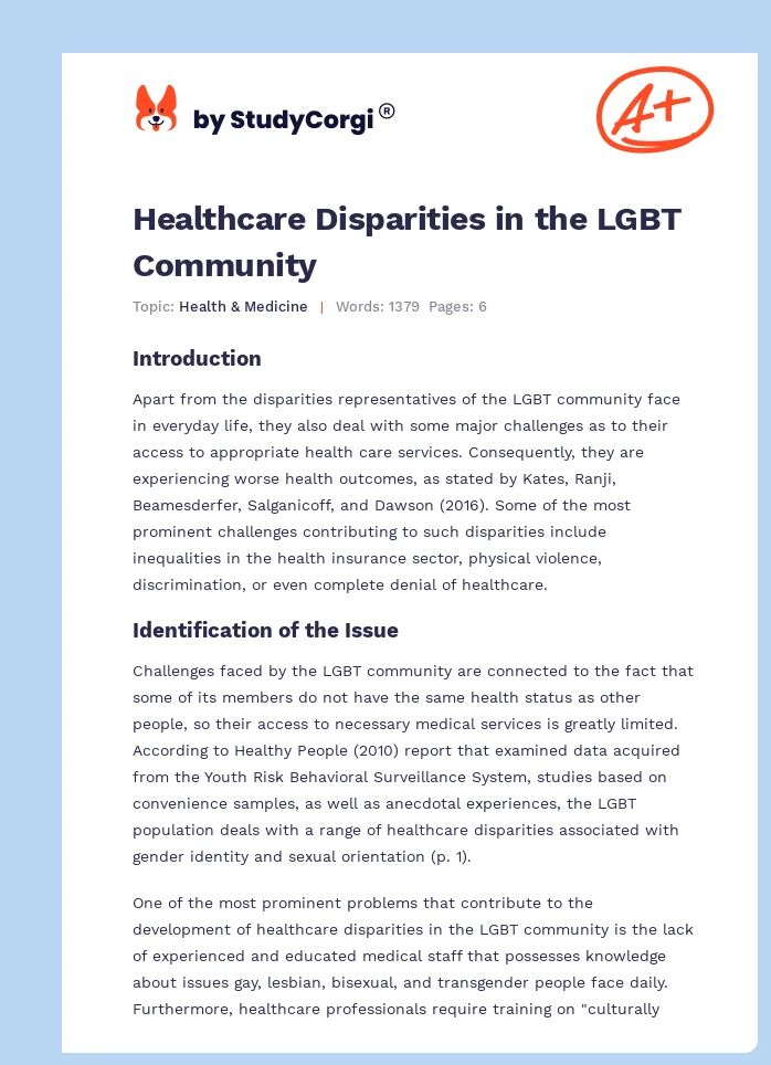Healthcare Disparities in the LGBT Community. Page 1