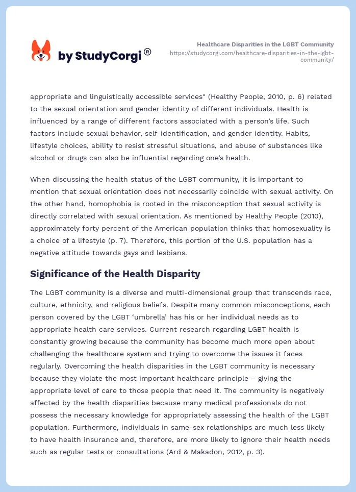Healthcare Disparities in the LGBT Community. Page 2