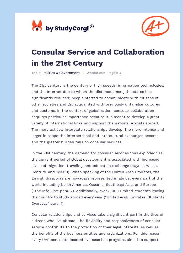 Consular Service and Collaboration in the 21st Century. Page 1