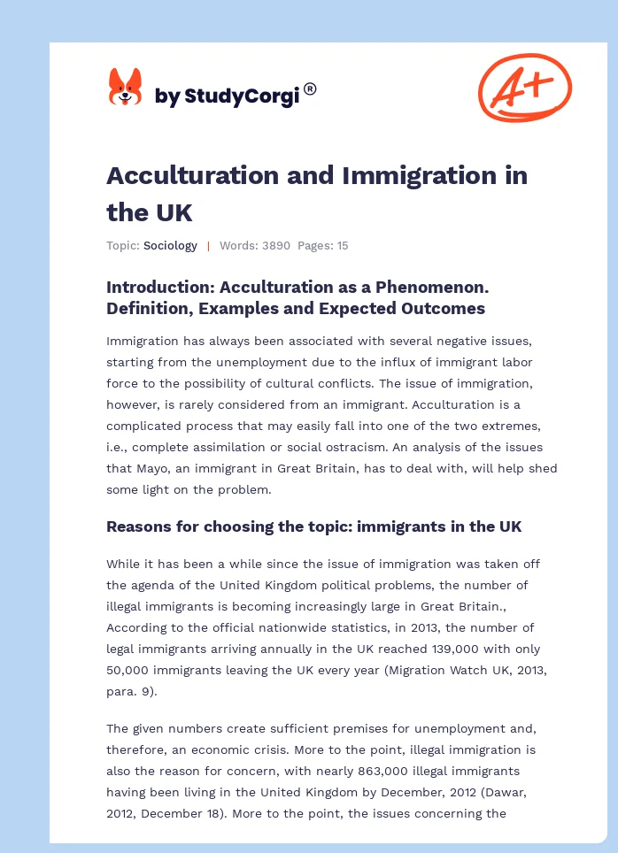 Acculturation and Immigration in the UK. Page 1