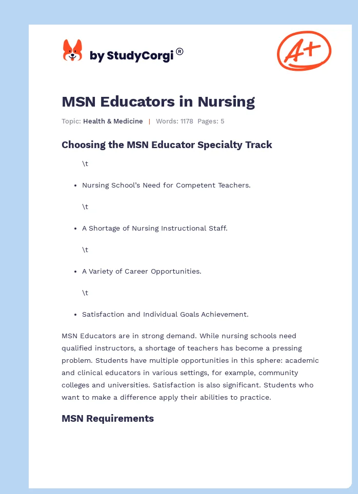 MSN Educators in Nursing. Page 1