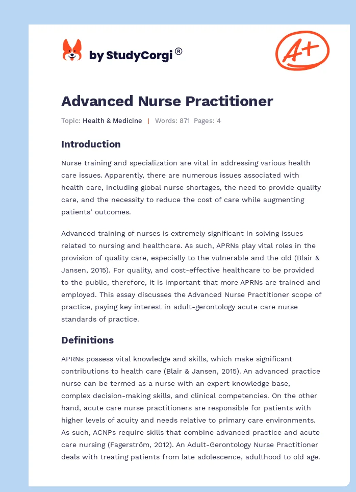 Advanced Nurse Practitioner. Page 1