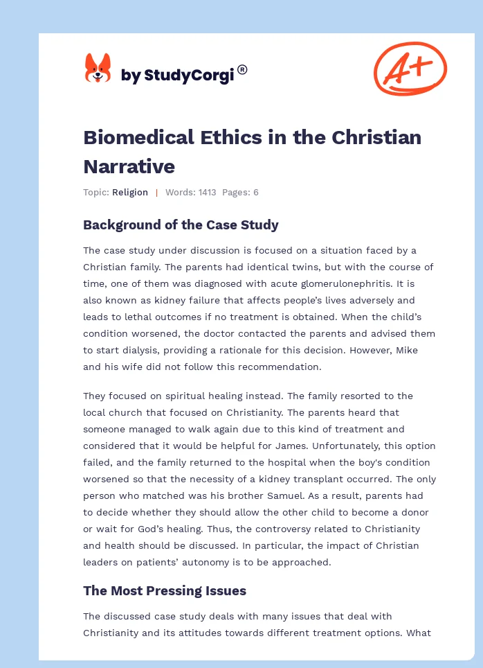 Biomedical Ethics in the Christian Narrative. Page 1