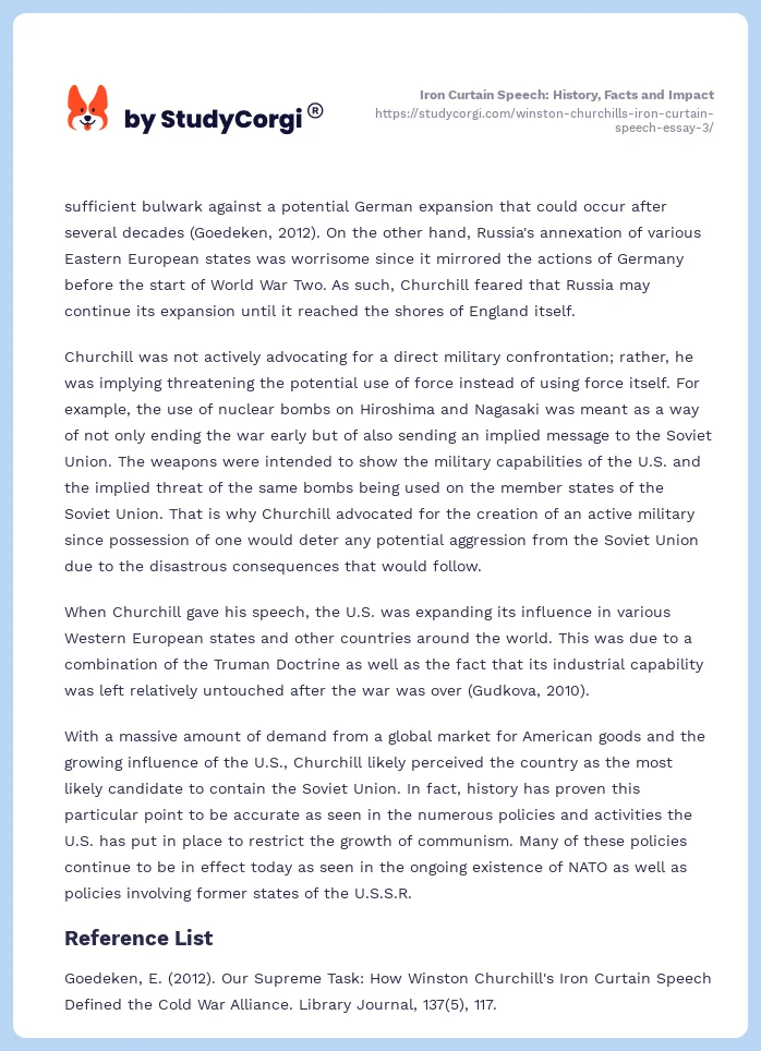 Iron Curtain Speech: History, Facts and Impact. Page 2