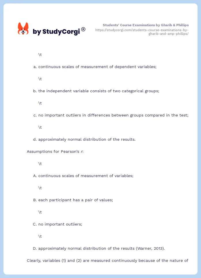 Students’ Course Examinations by Gharib & Phillips. Page 2