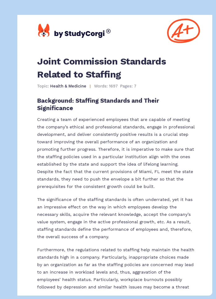 Joint Commission Standards Related to Staffing. Page 1