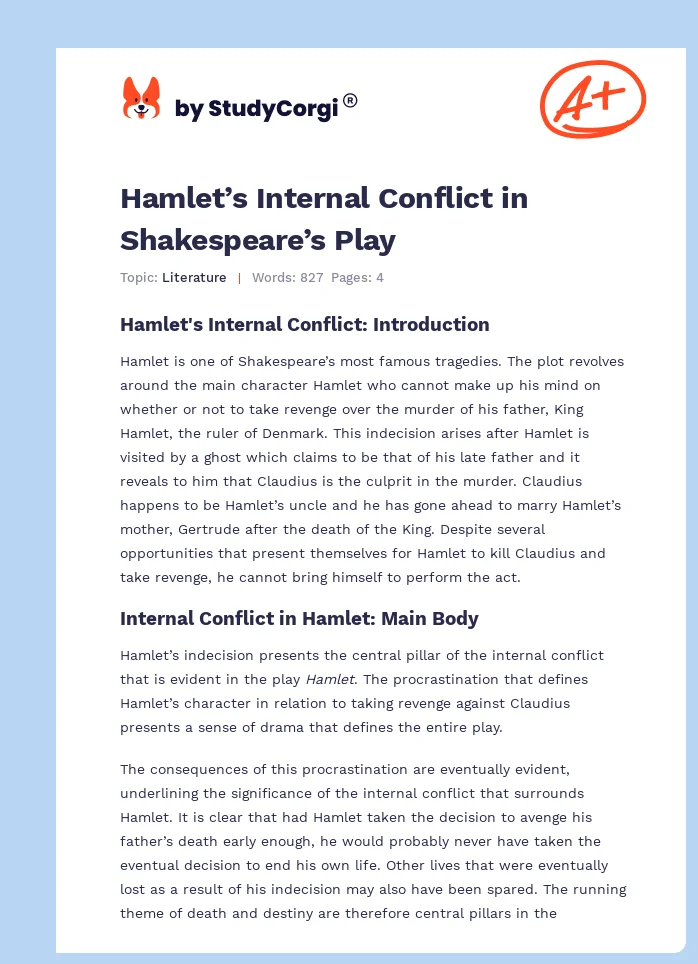 Hamlet’s Internal Conflict in Shakespeare’s Play. Page 1
