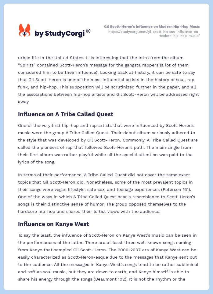 Gil Scott-Heron's Influence on Modern Hip-Hop Music. Page 2
