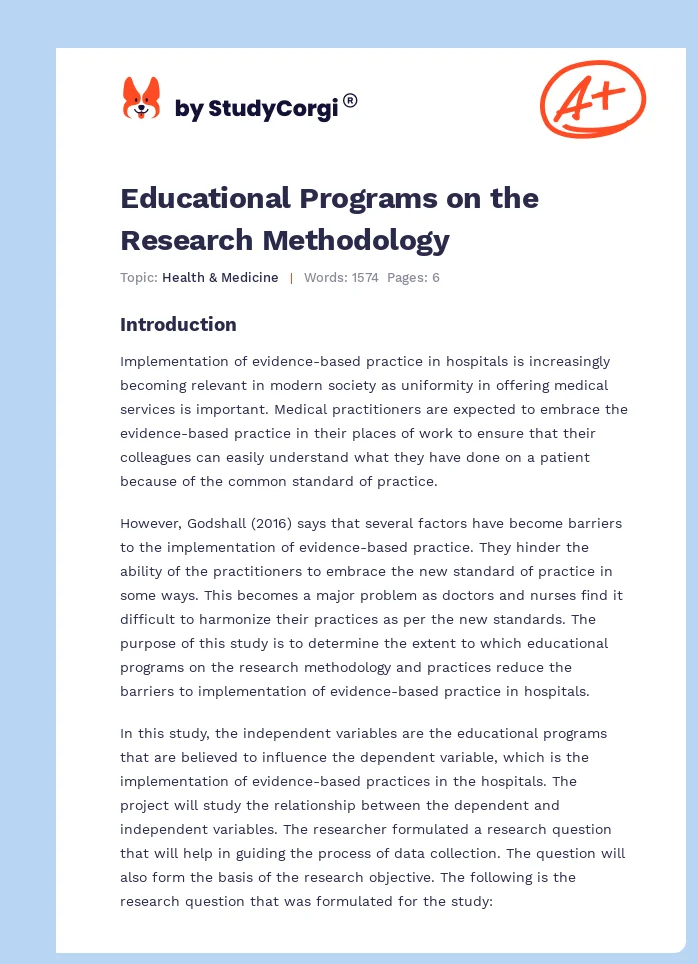 Educational Programs on the Research Methodology. Page 1