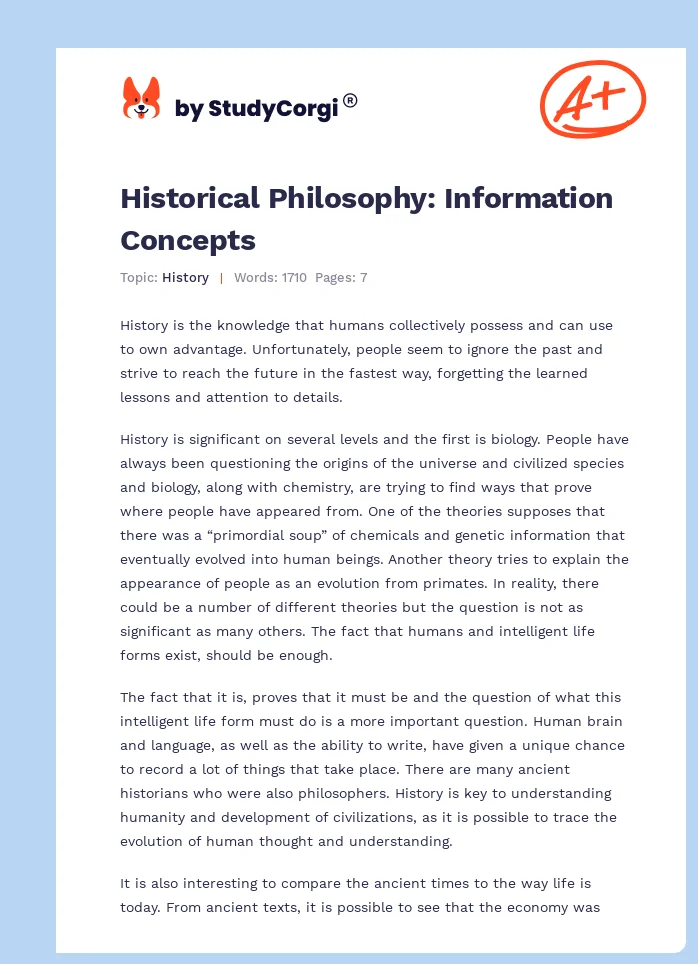 Historical Philosophy: Information Concepts. Page 1