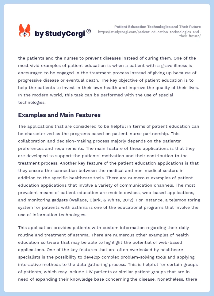 Patient Education Technologies and Their Future. Page 2
