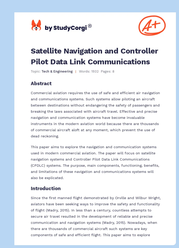 Satellite Navigation and Controller Pilot Data Link Communications. Page 1
