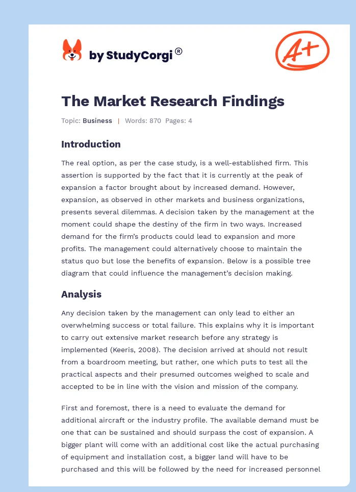 The Market Research Findings. Page 1