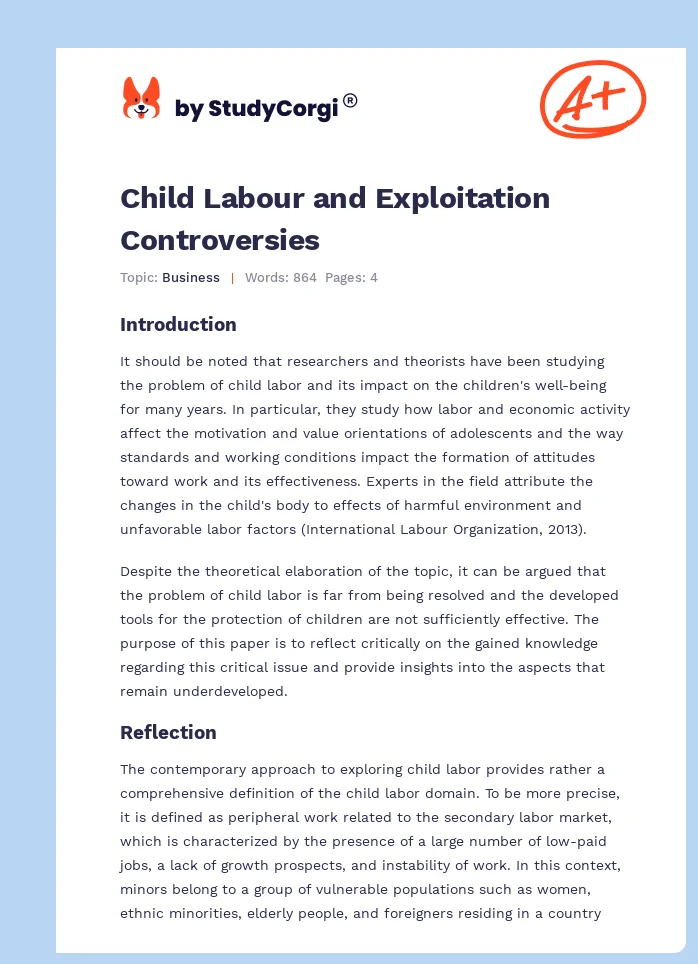 Child Labour and Exploitation Controversies. Page 1