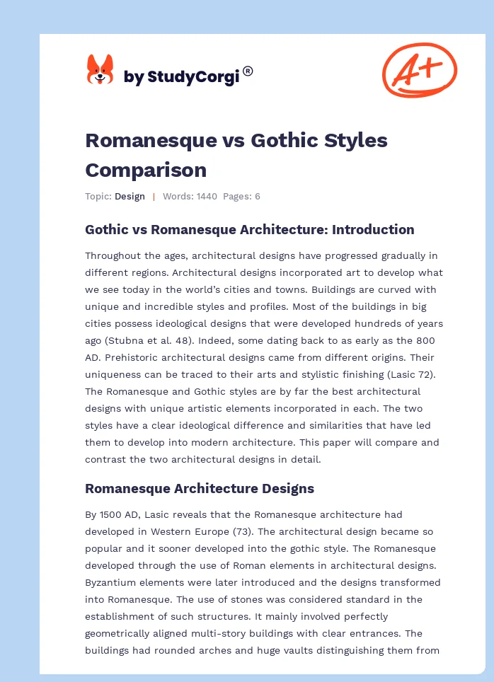 Romanesque vs Gothic Styles Comparison. Page 1