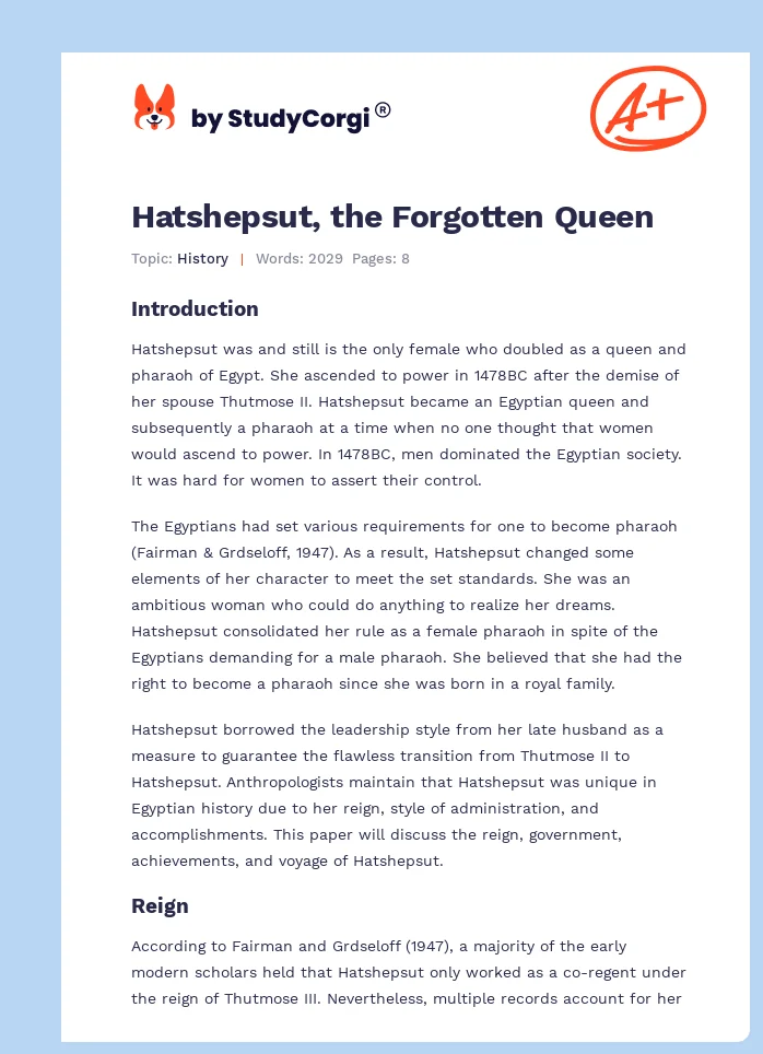 Hatshepsut, the Forgotten Queen. Page 1