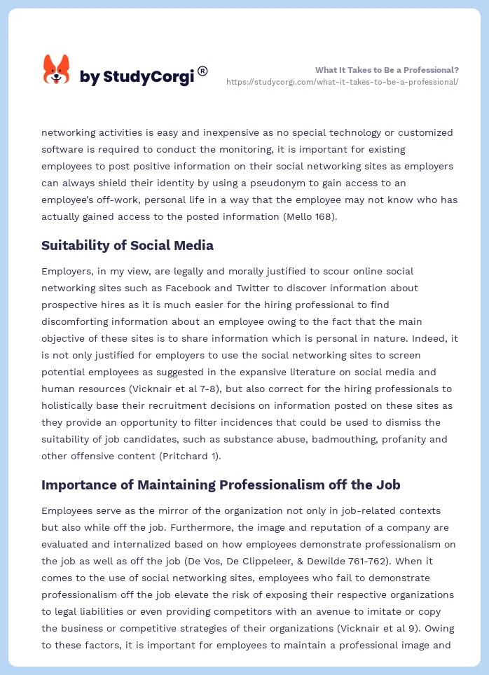 What It Takes to Be a Professional?. Page 2