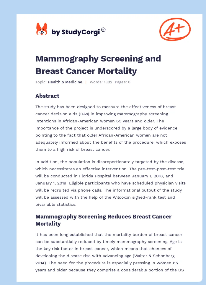 Mammography Screening and Breast Cancer Mortality. Page 1